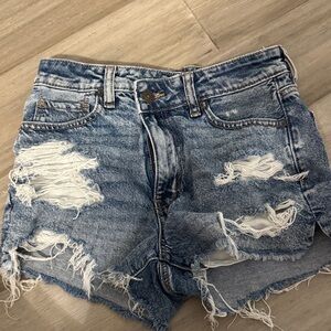 American Eagle Outfitters Blue Distressed Jean Shorts